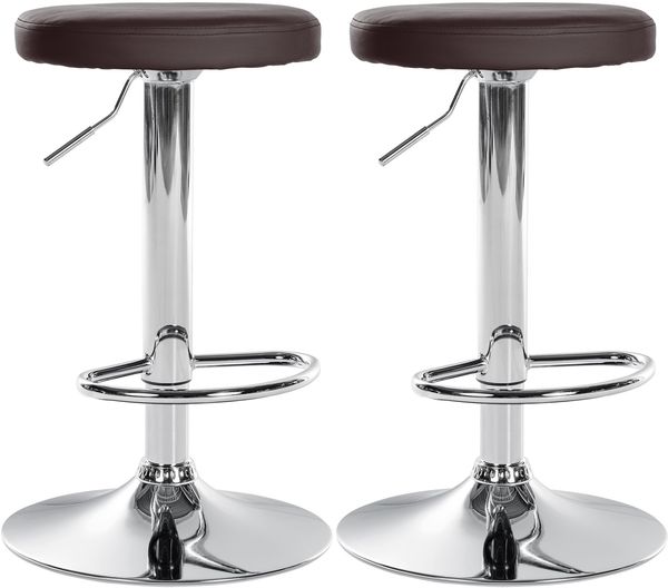 CLP 2er Set Barhocker Ponte Kunstleder höhenverstellbar und drehbar,braun Metall in Chromoptik
