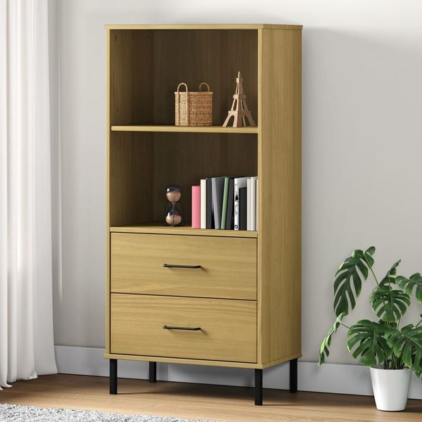 vidaXL Bücherregal OSLO 2 Schubladen Braun 60x35x128,5 cm Massivholz 351009