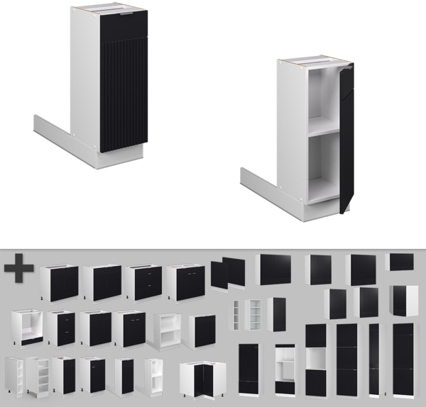 Regalinselunterschrank Fame-Line Schwarz gestreift 30 cm ohne Arbeitsplatte Vicco Bild 5