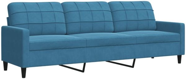 vidaXL 3-tlg. Sofagarnitur mit Kissen Blau Samt 3278490 Bild 4