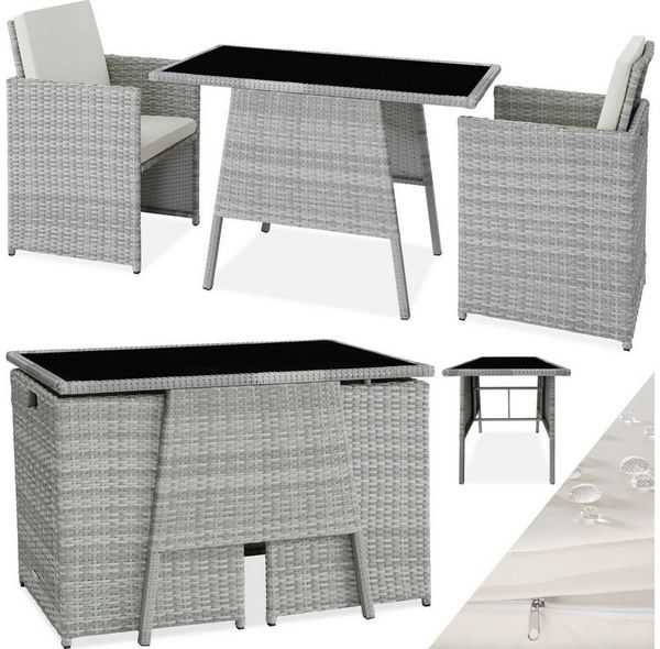 tectake Sitzgruppe Rattan Sitzgruppe, (Set, 3-tlg), für 2 Personen