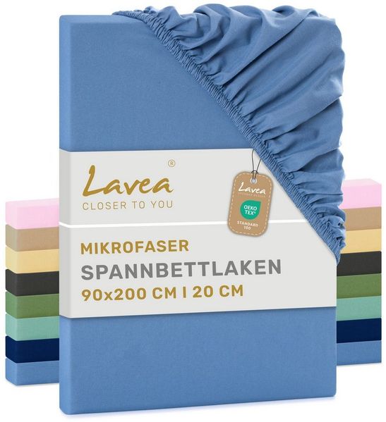 Lavea Spannbettlaken Bettlaken, Spannlaken Mikrofaser, 180x200 cm, 200x200 cm, (1 Stück), kühlend & atmungsaktiv, schnelltrocknend, weich, pflegeleicht