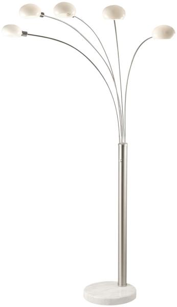 Stehlampe, Marmor, Glas weiß, 5-Flammig, Dimmer, H 210 cm