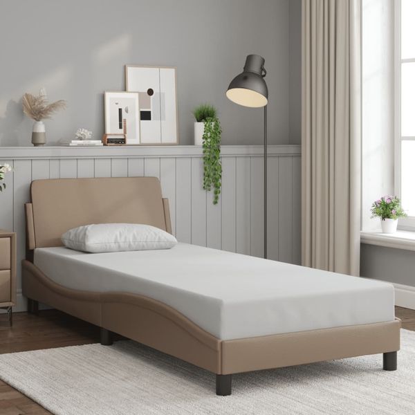 vidaXL Bettgestell "Dover" Cappuccino-Braun 90x200 cm Kunstleder 373122