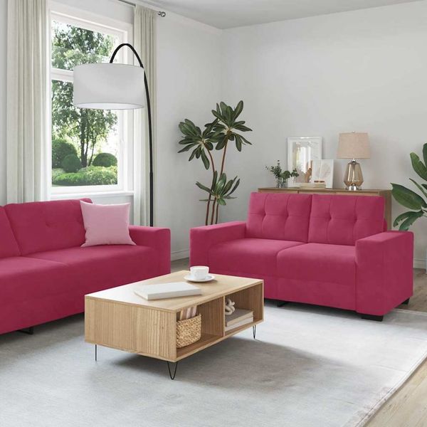 vidaXL Sofa Set 3 pcs Wind Rot 221 x 80 x 80 cm Samt 3324643