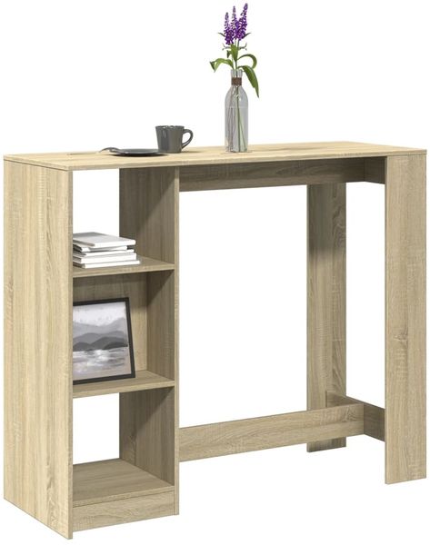 Bartisch, Stehtisch, Bistrotisch mit Regal Sonoma-Eiche 124x46x103,5 cm Holzwerkstoff