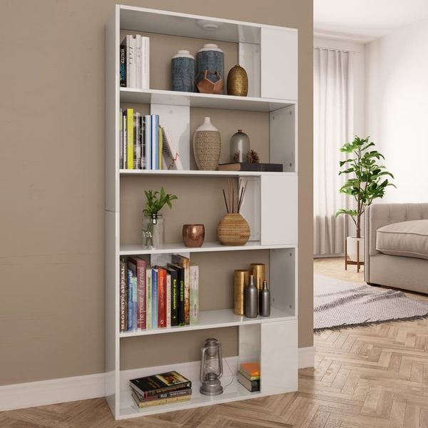 vidaXL Bücherregal/Raumteiler Hochglanz-Weiß 80x24x159 cm 800105