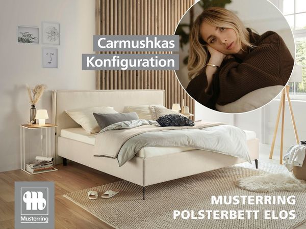 Musterring Polsterbett Elos, Kopfteil mit doppeltem Stehsaum, Metallfuß in schwarz, in 4 Größen