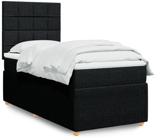 vidaXL Boxspringbett mit Matratze Schwarz 80x200 cm Stoff 3294185