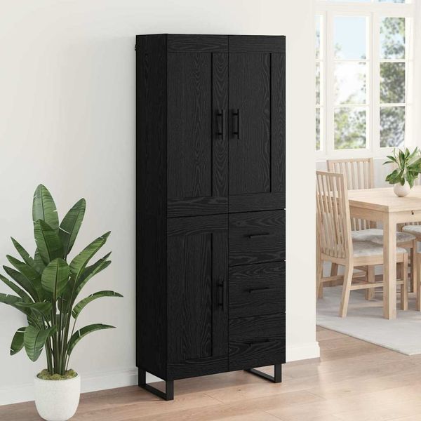 vidaXL Highboard Schwarz Eichen-Optik 69,5 x 34 x 180 cm Holzwerkstoff 3416063