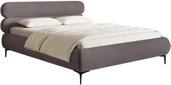 Selsey Polsterbett 180x200 cm Cord Braun – gepolstertes Bett 180x200 mit Lattenrost, stabiles Bettgestell mit schwarzen Metallfüßen, modernes Doppelbett im zeitlosen Design fürs Schlafzimmer