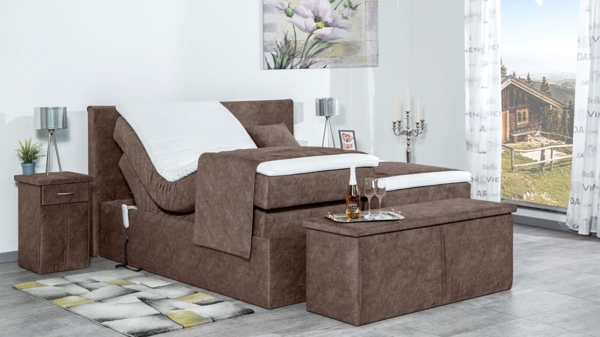 Meisterbetten Boxspringbett Nado 200x220 in DS-Sand, Matratzenbezug Nano, Ergoflex-Topper