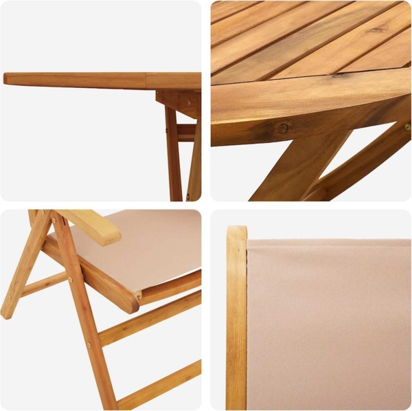 vidaXL Garten Essgruppe 7 pcs Taupe Akazie Massivholz 3375747 Bild 9