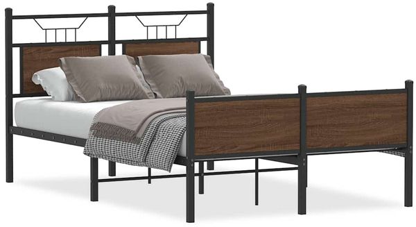Einzelbettgestell Design für Erwachsene ohne Matratze Braun Eiche 120x200 cm Holzwerkstoff d4158e