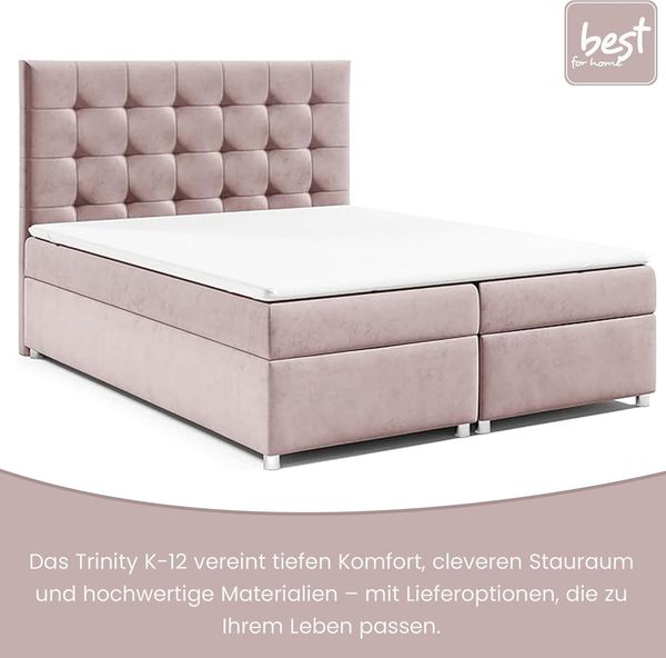 Best for Home Boxspringbett mit Bettkasten Trinity K-12 Bonellfederkern inkl. 7 cm Topper (140x200 160x200 180x200 200x200 cm), Handwerksqualität, TOP Preis-Leistungs-Verhältnis Bild 4