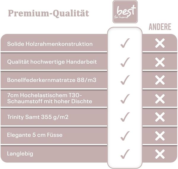 Best for Home Boxspringbett mit Bettkasten Trinity K-12 Bonellfederkern inkl. 7 cm Topper (140x200 160x200 180x200 200x200 cm), Handwerksqualität, TOP Preis-Leistungs-Verhältnis Bild 5