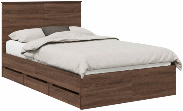 vidaXL Bettrahmen Braun Eichen-Optik 135 x 190 cm Ingenieurs Holz 3409474