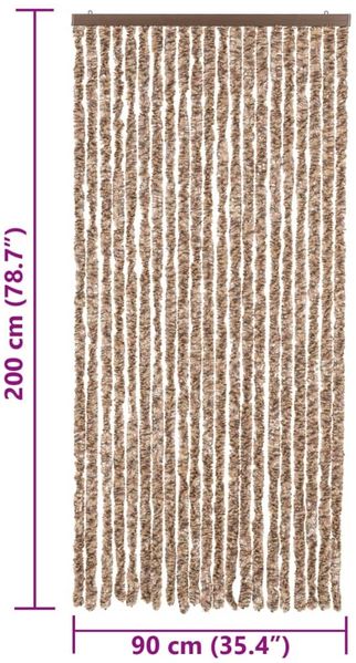 vidaXL Fliegenvorhang Beige und Dunkelbraun 90x200 cm Chenille 377320 Bild 7