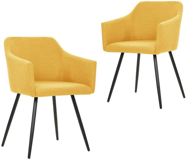 vidaXL Esszimmerstühle 2 Stk. Gelb Stoff [323100]