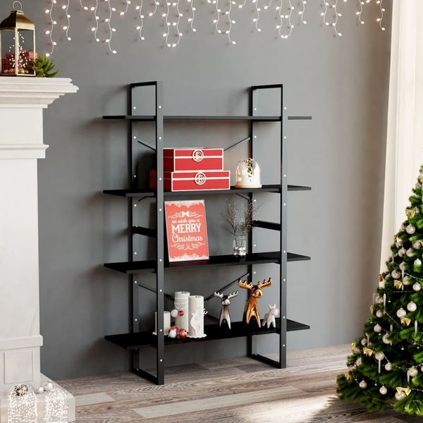 vidaXL Bücherregal 4 Fächer Schwarz 100x30x140 cm Holzwerkstoff 806478