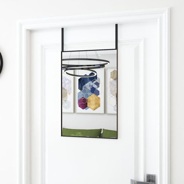 Türspiegel, Wandspiegel, Ankleidespiegel Schwarz 40x60 cm Glas und Aluminium