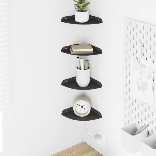 vidaXL Schwebendes Regal mit Regal 4 pcs Schwarz 15 x 15 x 2 cm 8004075