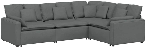 vidaXL Modulares Sofa mit Kissen Stoff Dunkelgrau 3321148