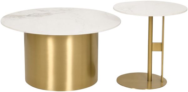 Livin Hill Couchtisch Set Modig Goldene Beine, weiße Tischplatte M53