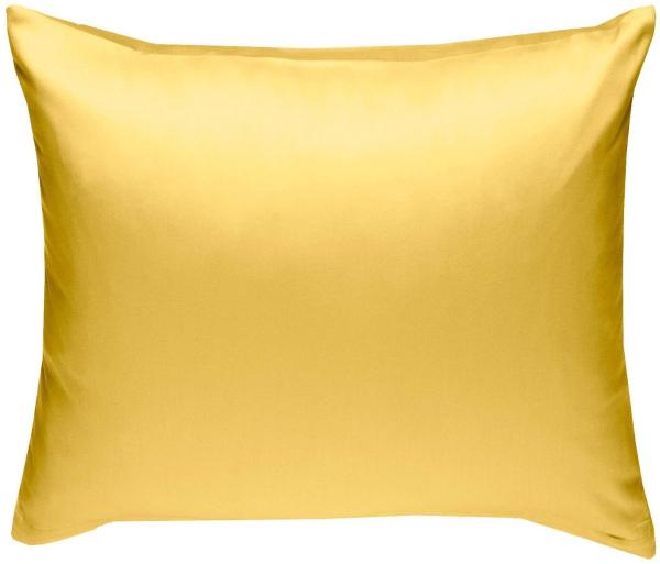 Bettwaesche-mit-Stil Mako-Satin / Baumwollsatin Bettwäsche uni / einfarbig gelb Kissenbezug 40x40 cm