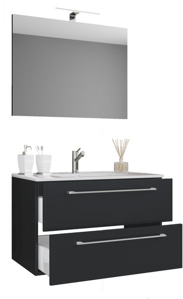VCM Badmöbel Waschtisch Badinos 914325 Schwarz H. 107 x B. 60 x T. 46 cm