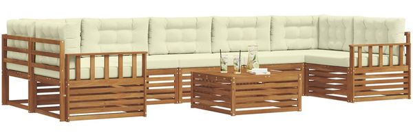 vidaXL Outdoor-Sofagarnitur mit Kissen 8 pcs Natur und Creme 3373170 Bild 3