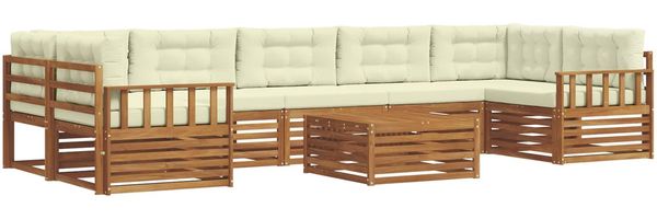 vidaXL Outdoor-Sofagarnitur mit Kissen 8 pcs Natur und Creme 3373170 Bild 2