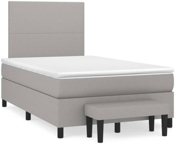 vidaXL Boxspringbett mit Matratze Hellgrau 120x190 cm Stoff 3270341