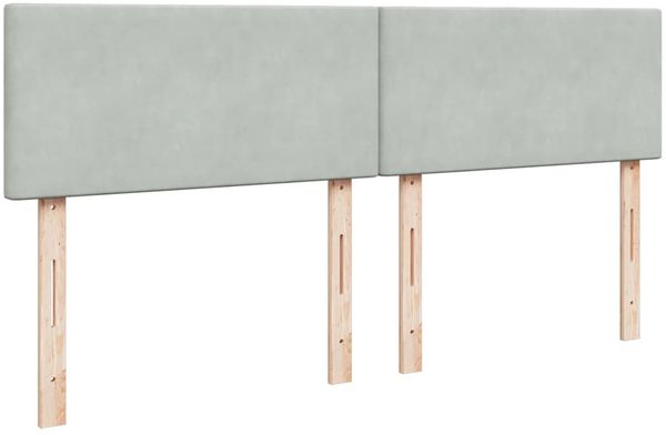 vidaXL Boxspringbett mit Matratze Hellgrau 200x200 cm Samt 3288696 Bild 9