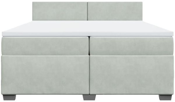 vidaXL Boxspringbett mit Matratze Hellgrau 200x200 cm Samt 3288696 Bild 6