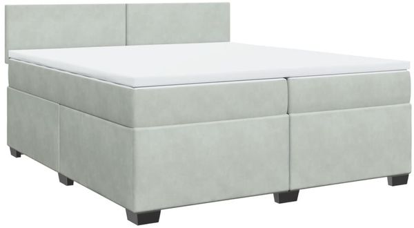 vidaXL Boxspringbett mit Matratze Hellgrau 200x200 cm Samt 3288696 Bild 3