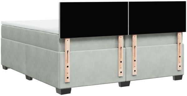 vidaXL Boxspringbett mit Matratze Hellgrau 200x200 cm Samt 3288696 Bild 8