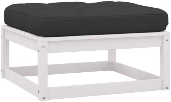 vidaXL Garten-Fußhocker mit Kissen Weiß Kiefer Massivholz 805726