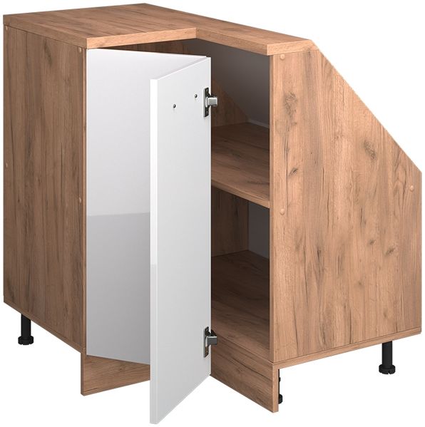 Eck-Küchenschrank für Dachschrägen R-Line Weiß Hochglanz 75.6 cm mit 1 Tür Vicco Bild 4