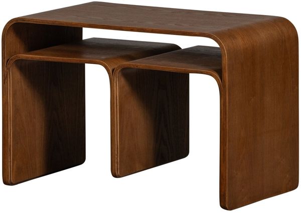 Beistelltisch Frey 3er-Set, Holzfurnier in Nussbaum, modern rechteckig, ideal für Dein Zuhause