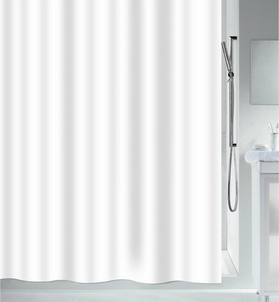 spirella Duschvorhang SECURITAS Breite 120 cm, Premium Textil-Duschvorhang, 100% Polyester, schwer entflammbar Trevira© CS DIN 4102 Brandschutznorm B1, Made in Europe, wasserabweisend, Anti-Schimmel-Effekt, waschbar 40°, Farbe weiß, Größe 120 x 200 cm