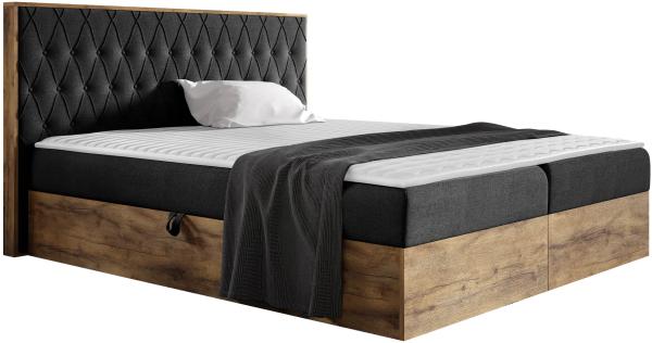 Boxspringbett Worik VI, Schwarz, 180 x 200 cm