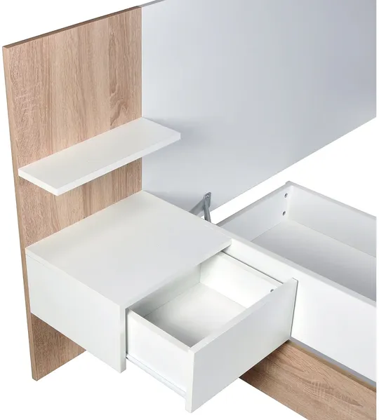 Vente-unique - KLYRANA Bett Holz, Platte BeigeWeiß - B 204,2 cm x H 85,4 cm x L 234 cm Bild 7