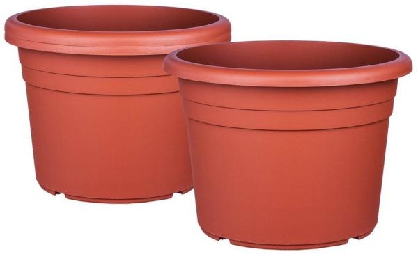 BigDean 3X Blumentopf Ø 20 cm Farbe Terrakotta Kunststoff Pflanztopf Containertopf Übertopf Pflanzkübel rund 20 x 14,5 cm