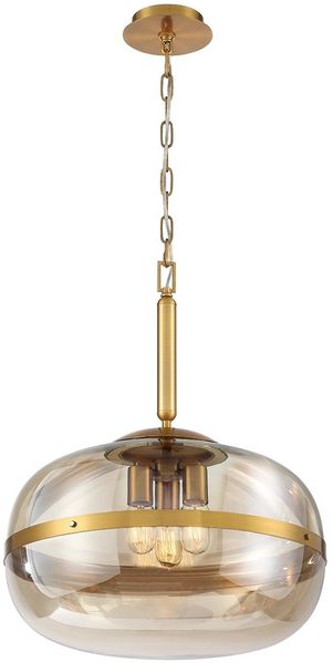 Elstead Lighting LED Pendelleuchte Nottingham 51cm Antikmessing Bernstein