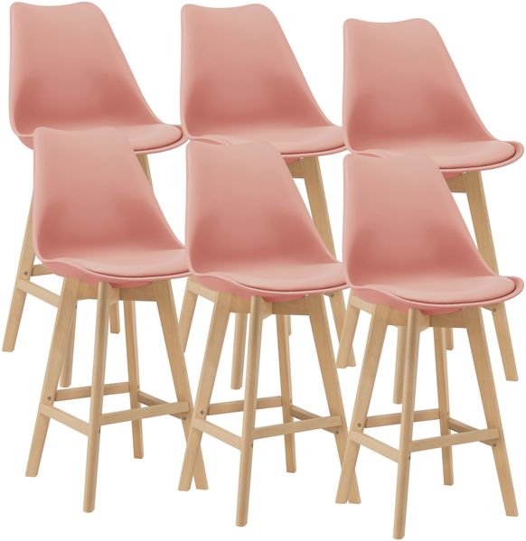 6er-Set Barstuhl mit Rückenlehne Lublin Rosé en. casa