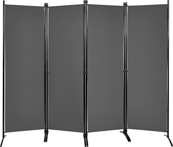 COSTWAY Paravent 4-teilig Raumteiler, Klappbar, Metallrahmen, 220x173cm