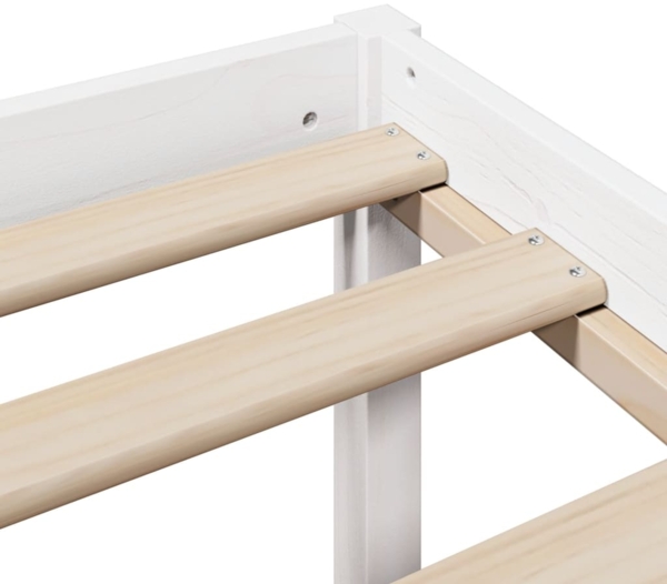 vidaXL Massivholzbett mit Regal ohne Matratze Weiß 150x200 cm Kiefer 3321972 Bild 8