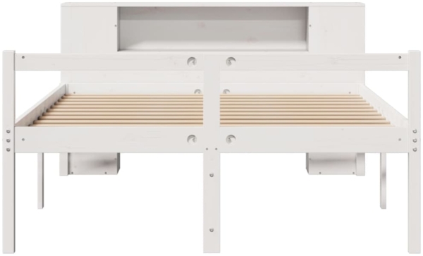 vidaXL Massivholzbett mit Regal ohne Matratze Weiß 150x200 cm Kiefer 3321972 Bild 3