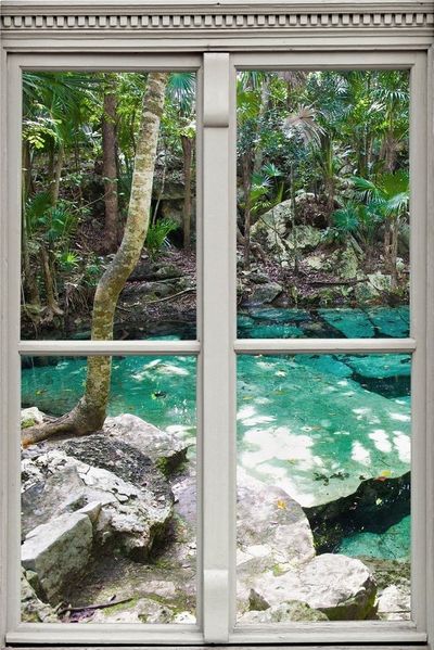 queence Wandsticker Bach, Wandsticker, Wandbild, selbstklebend, 3D, Fenster